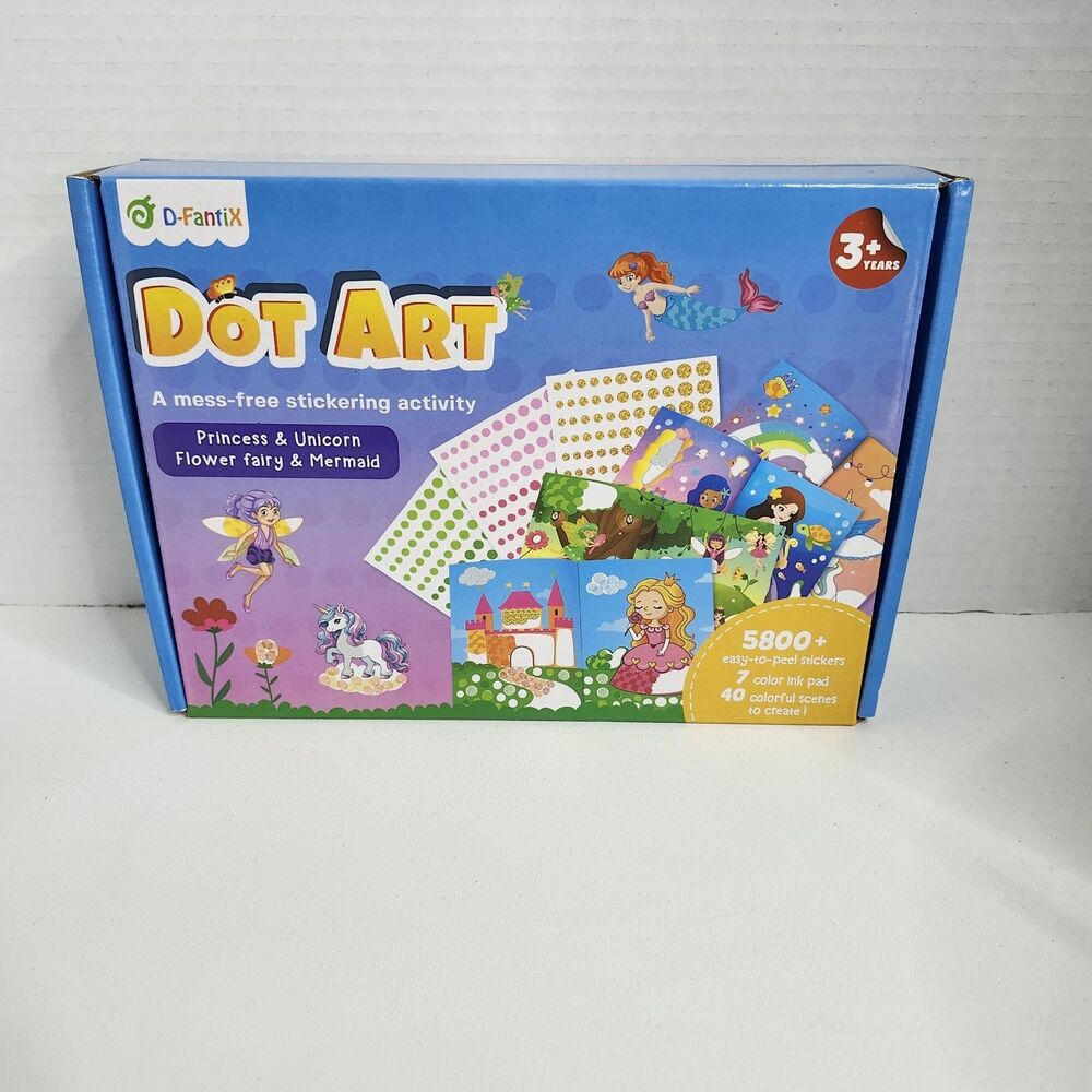 Dot Art Sticker Activity Princess, Unicorn, Flower Fairy And Mermaid